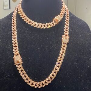 Gold-Tone Cuban Link Chain Necklace Set